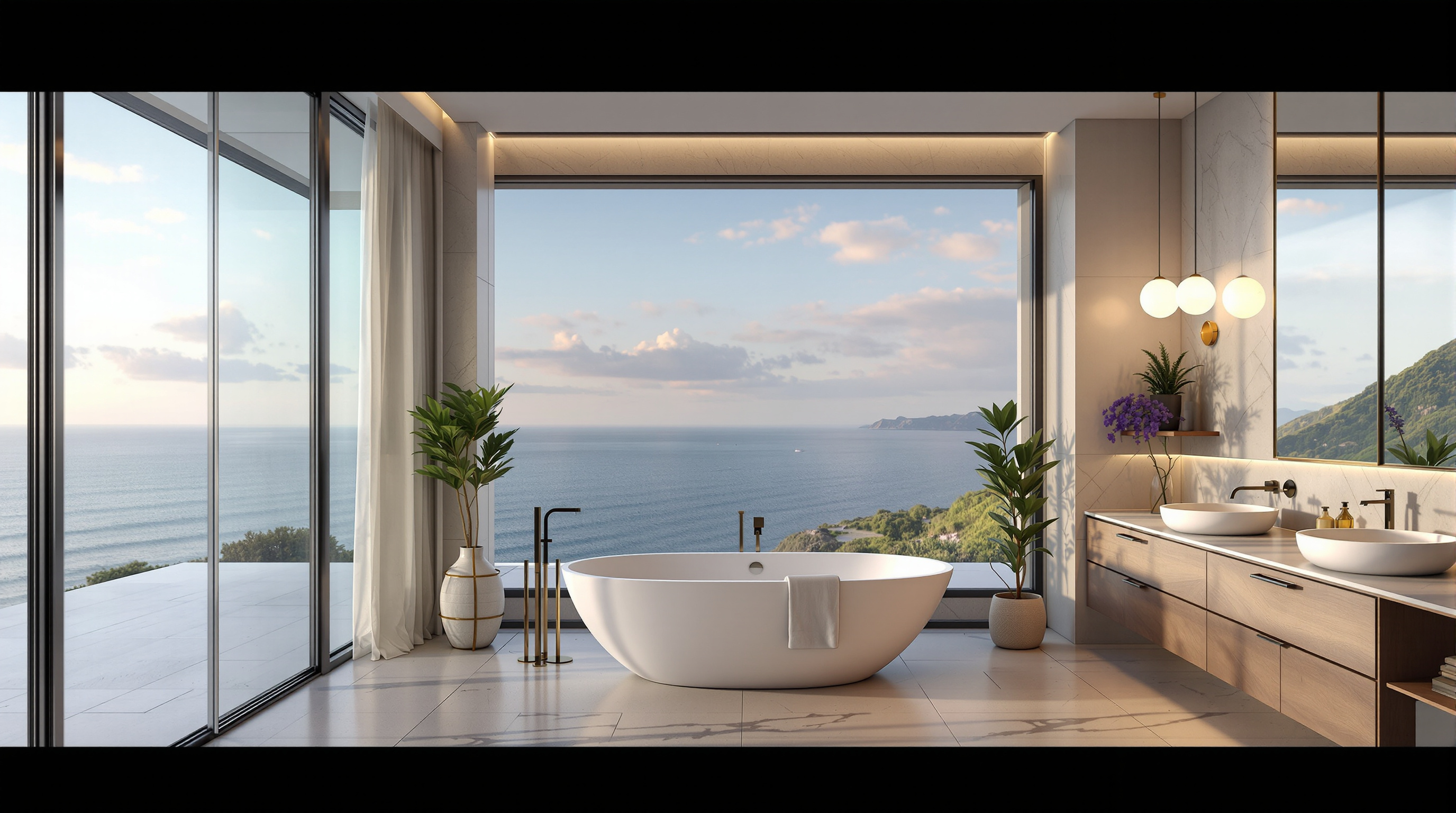 Salle de bain de luxe réalisée par notre architecte d'intérieur à Nice