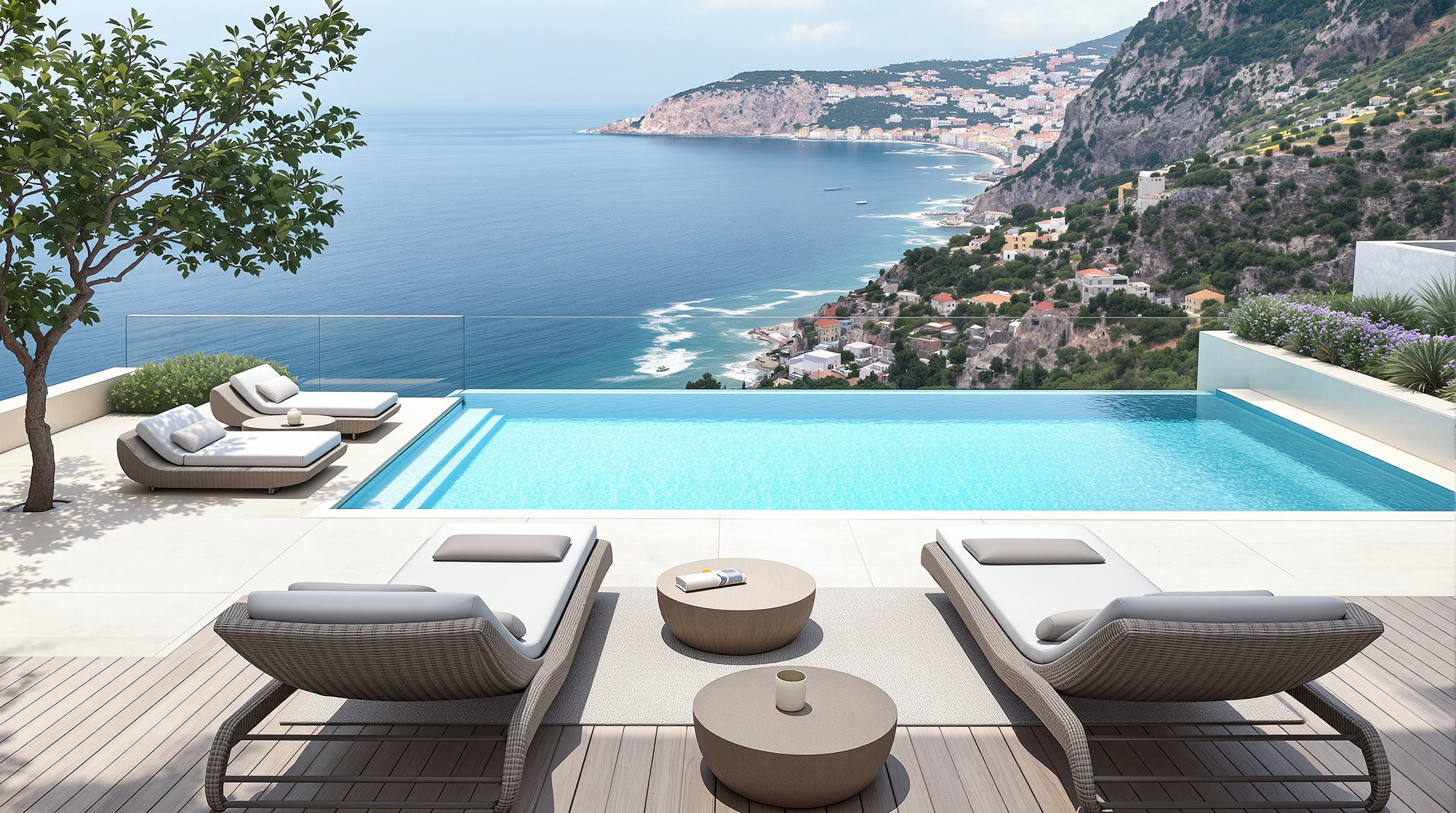 Terrasse de luxe aménagée par notre architecte d'intérieur à Nice